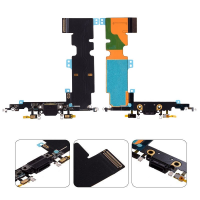  Charging Port with Flex Cable and Mic for iPhone 8 Plus (High Quality) - Black