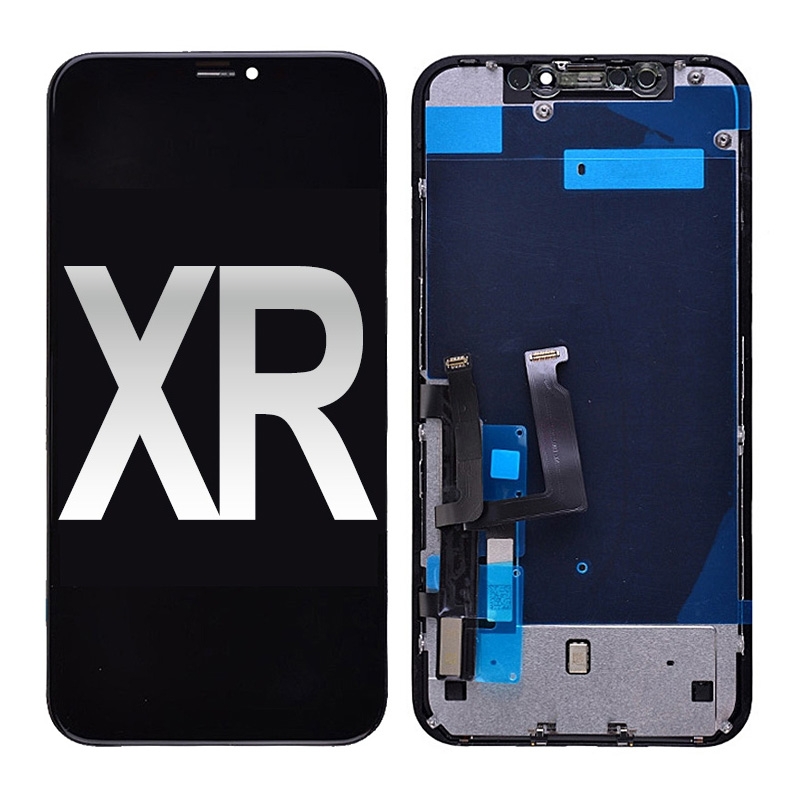 LCD Screen Digitizer Assembly with Back Plate for iPhone XR (High Quality) - Black