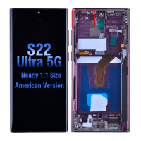  OLED Screen Digitizer with Frame Replacement for Samsung Galaxy S22 Ultra 5G S908 (for America Version) (Aftermarket 6.78inch) - Burgundy