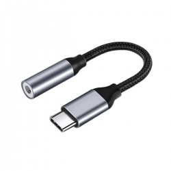  Type-C to 3.5mm Female Headphone Jack Adapter for Samsung/ Google/ iPad Pro - Gray